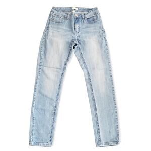 Nurture Light Washed Straight Leg Denim Blue Jeans w. Embroidered Pockets Size 6